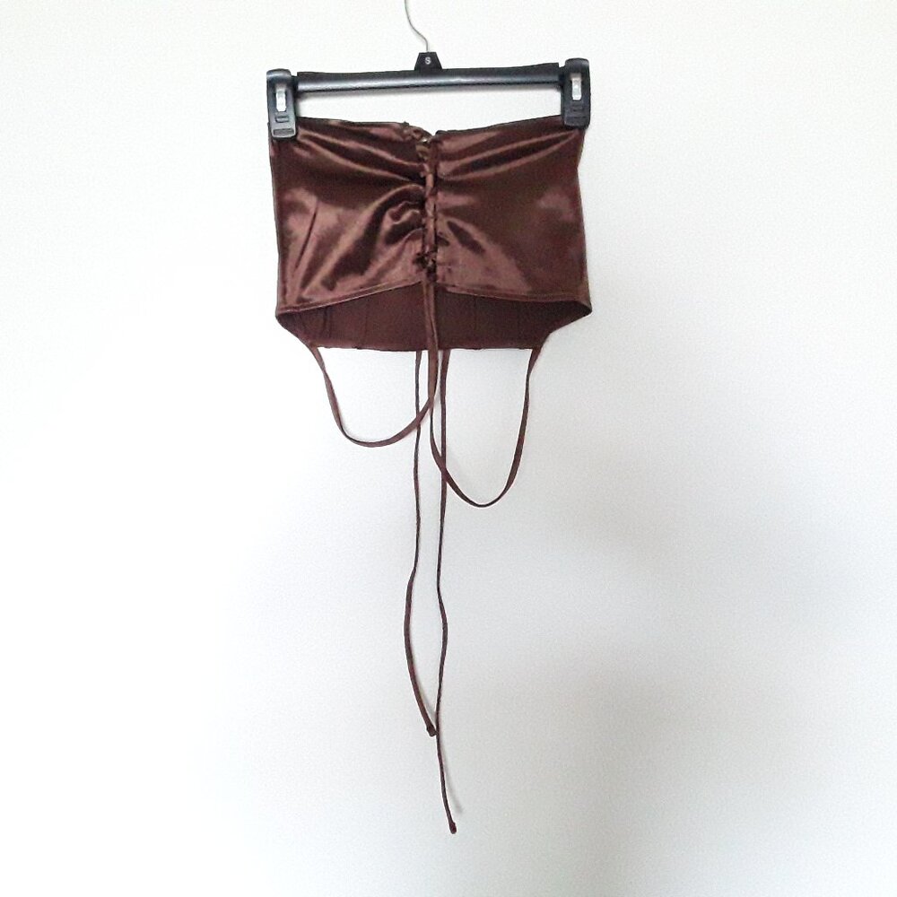 Women's Divided H&M Shimmer Brown Halter Top w/ Adjustable Straps/Back Tie